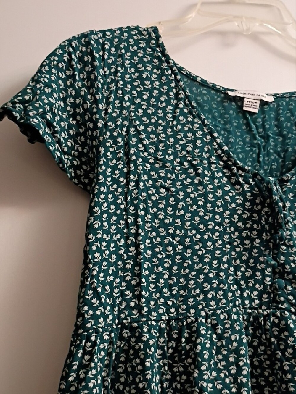 American Eagle Outfitters Teal Floral Tiered Dress - Picture 9 of 9